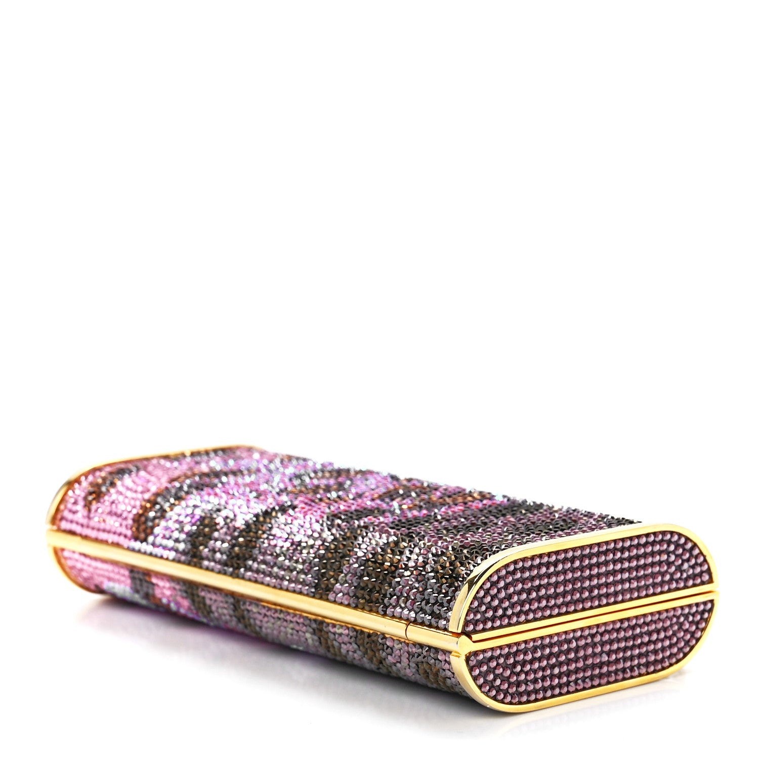 Judith Leiber Crystal Leopard Minaudiere Clutch Pink Gold 8 of 10