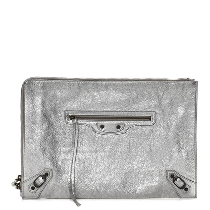 Balenciaga Agneau Classic Hardware Small Pouch Gris Aluminum 1 of 10