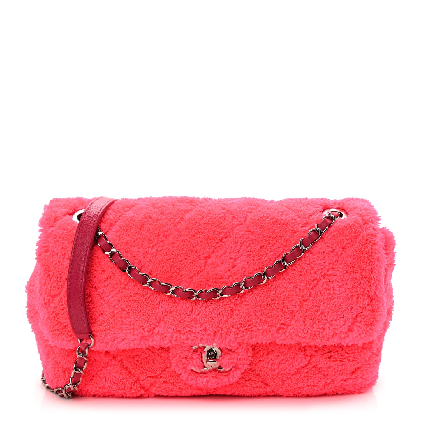 Lambskin Calfskin Mixed Fibers Quilted Medium Flap Pink