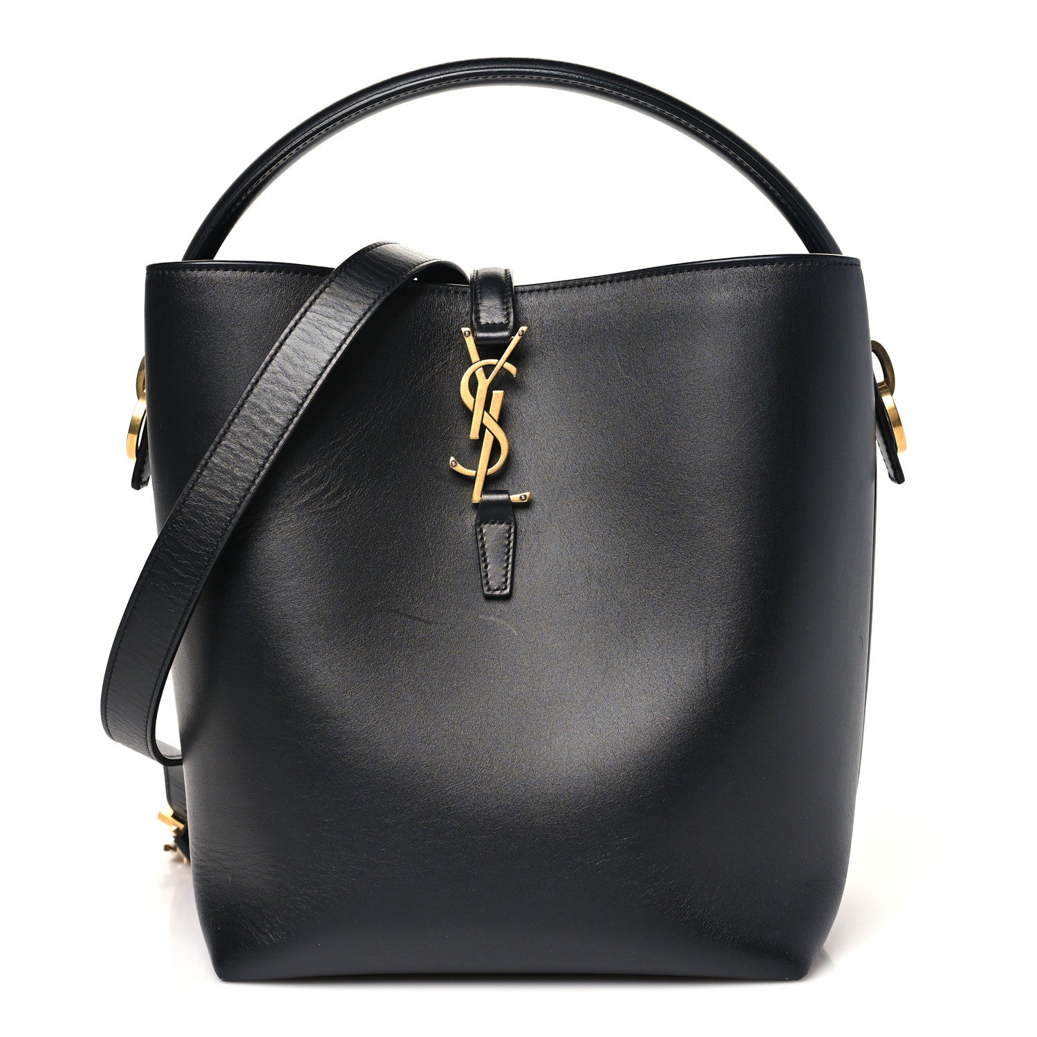 Saint Laurent Smooth Shiny Calfskin Monogram Le 37 Bucket Bag Black 1 of 9