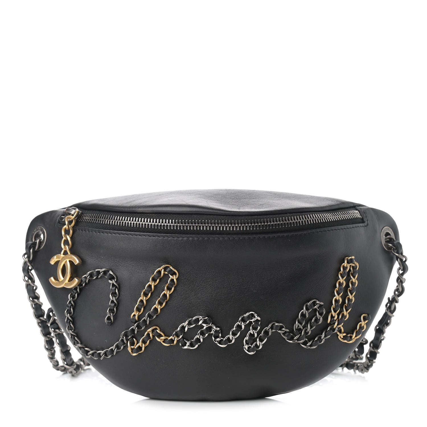 Chanel Calfskin Chain 20s Signe Waist Bag Black 1 of 10