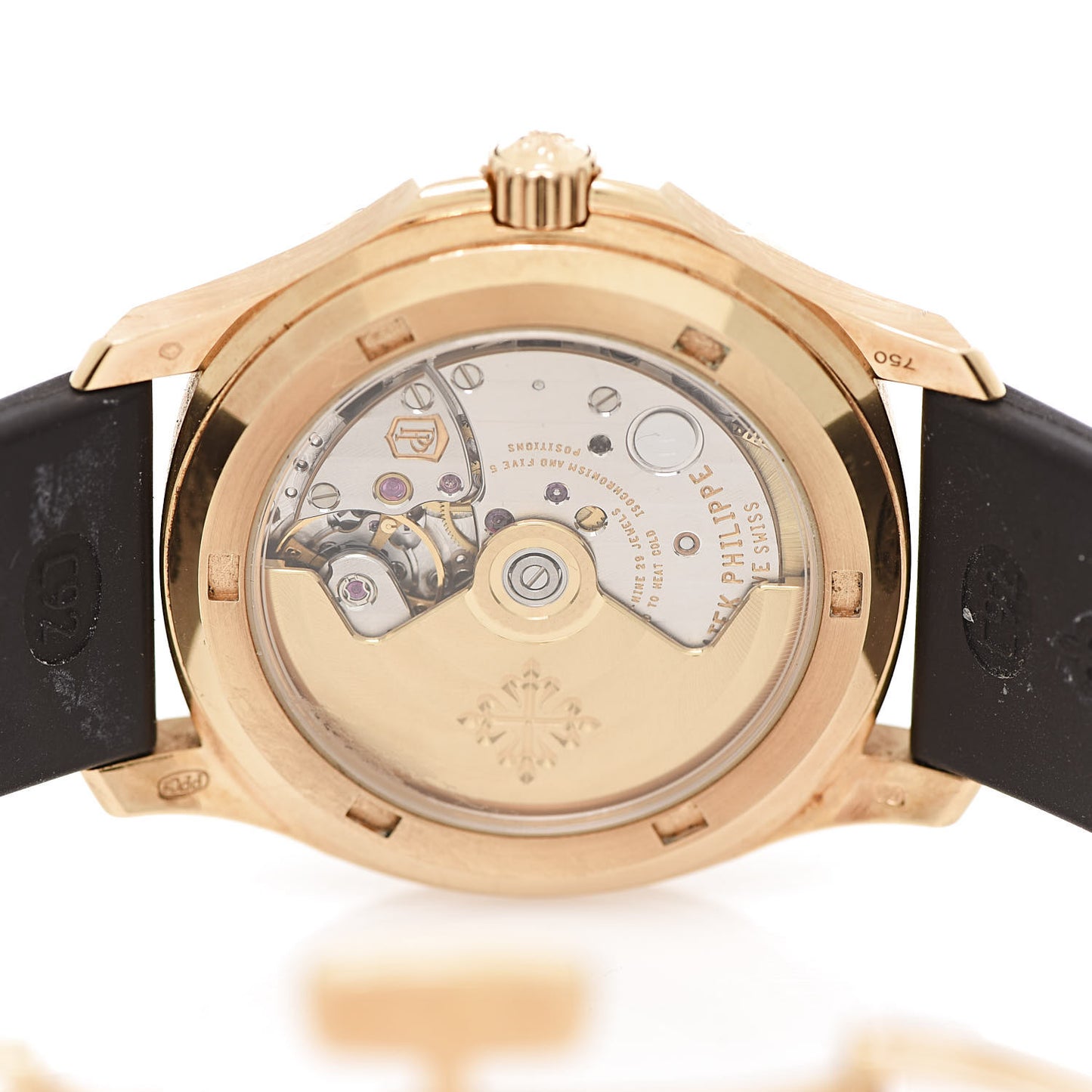18K Rose Gold Rubber Diamond 35.6mm Aquanaut Automatic Watch Brown 5068