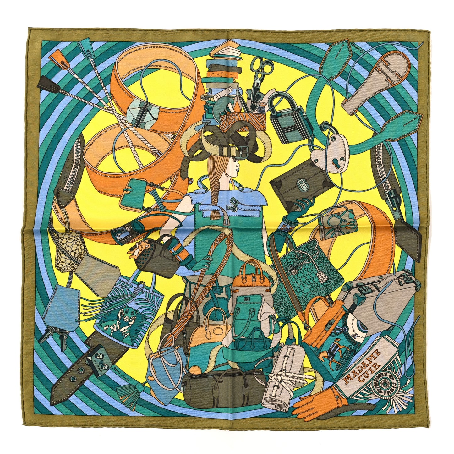 Silk Madame Cuir Pocket Square Scarf