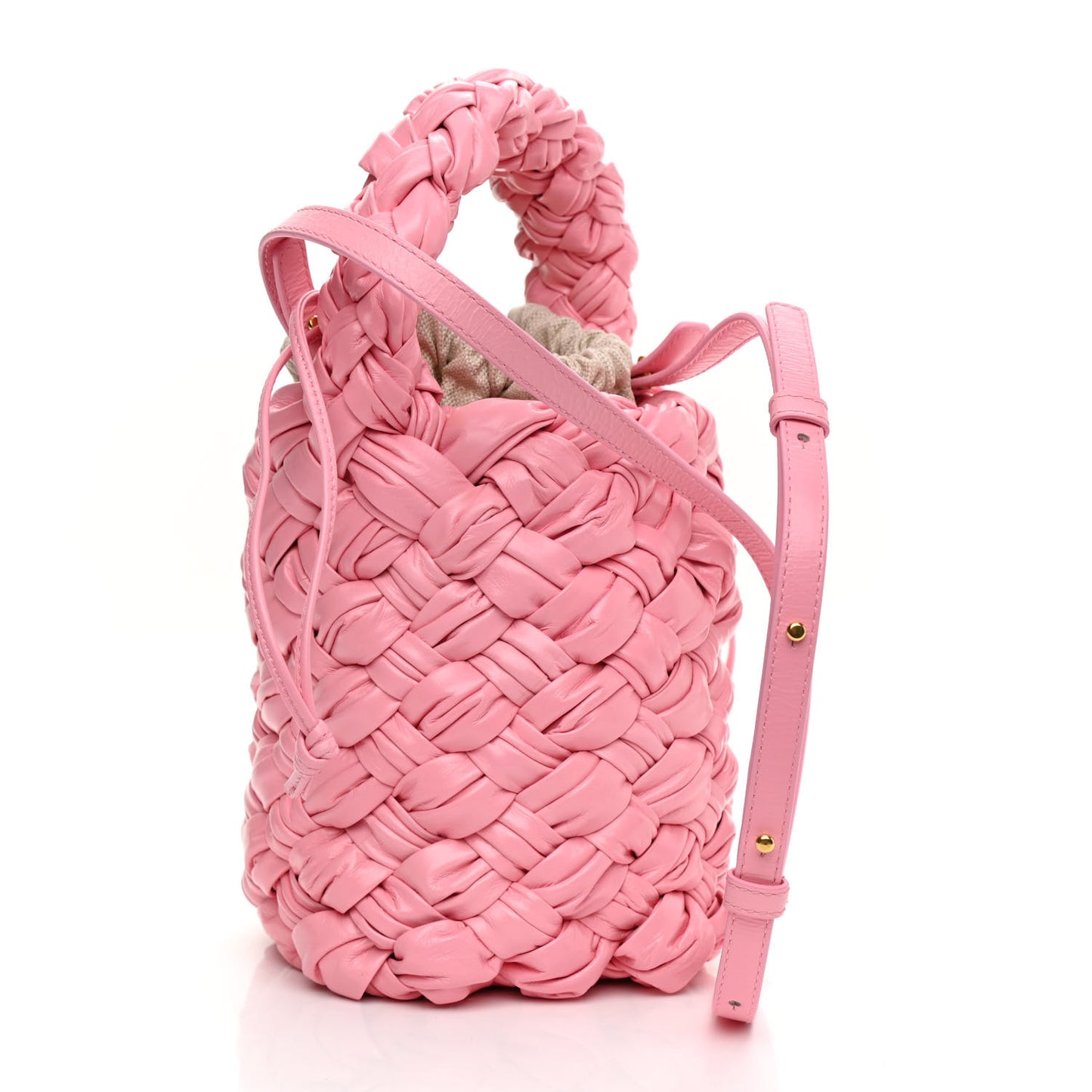 Calfskin Intrecciato Kalimero Bucket Bag Ribbon