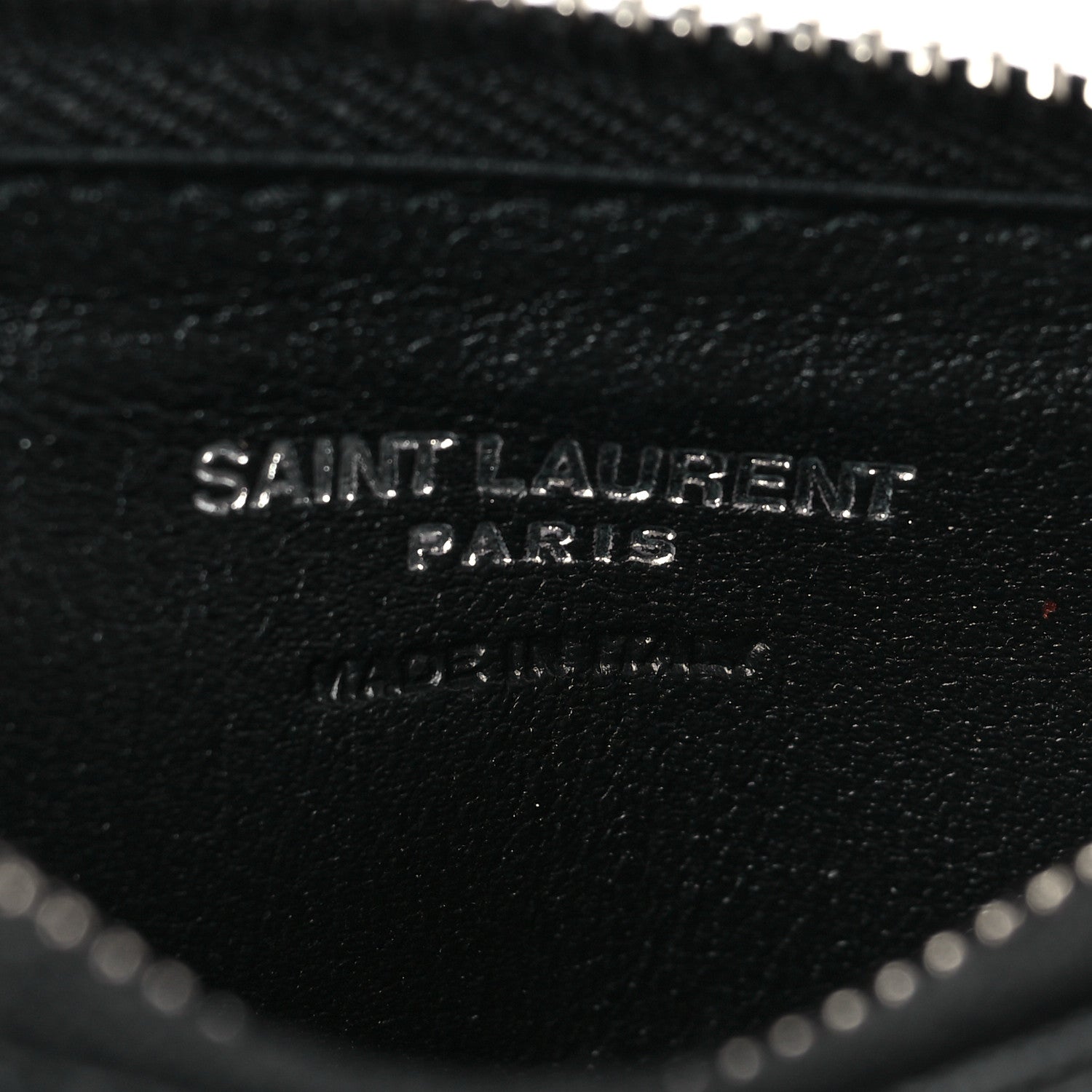 Saint Laurent Grain De Poudre Matelasse Chevron Monogram Fragments Zippered Card Case Black 6 of 7