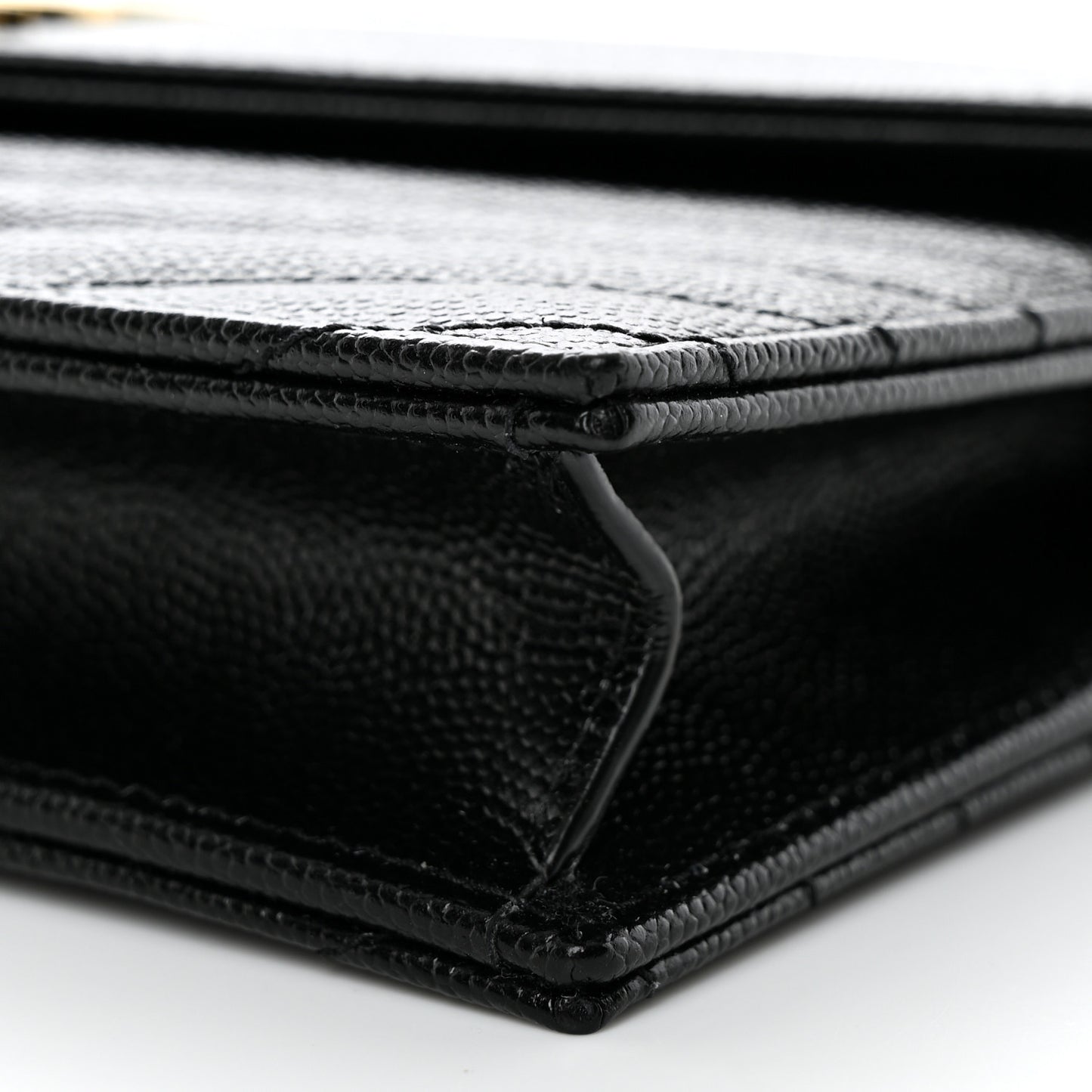 Grain De Poudre Matelasse Chevron Monogram Envelope Chain Wallet Black