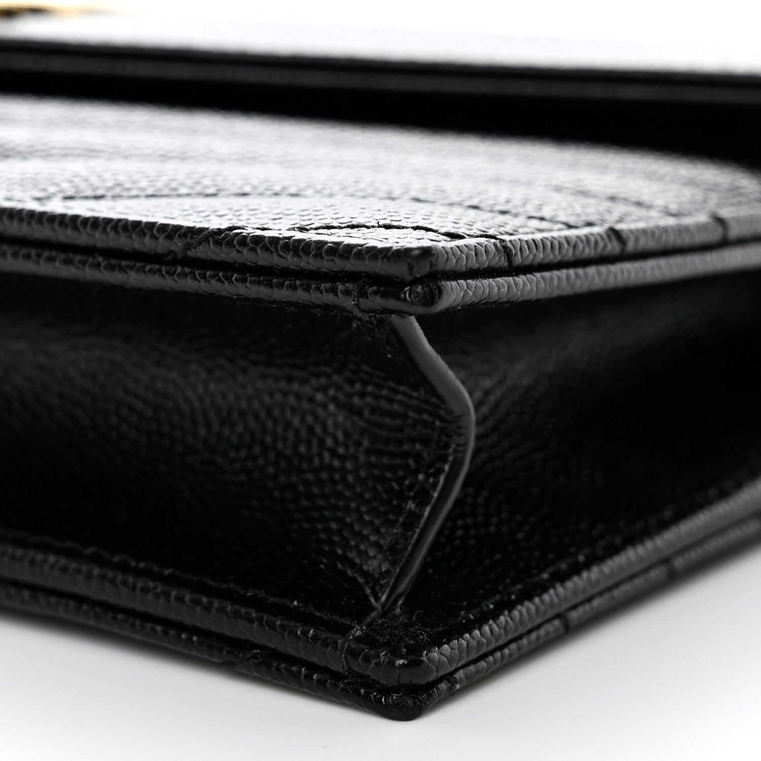 Saint Laurent Grain De Poudre Matelasse Chevron Monogram Envelope Chain Wallet Black 10 of 11
