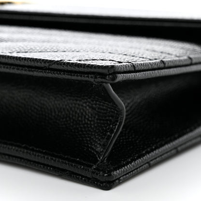 Saint Laurent Grain De Poudre Matelasse Chevron Monogram Envelope Chain Wallet Black 10 of 11
