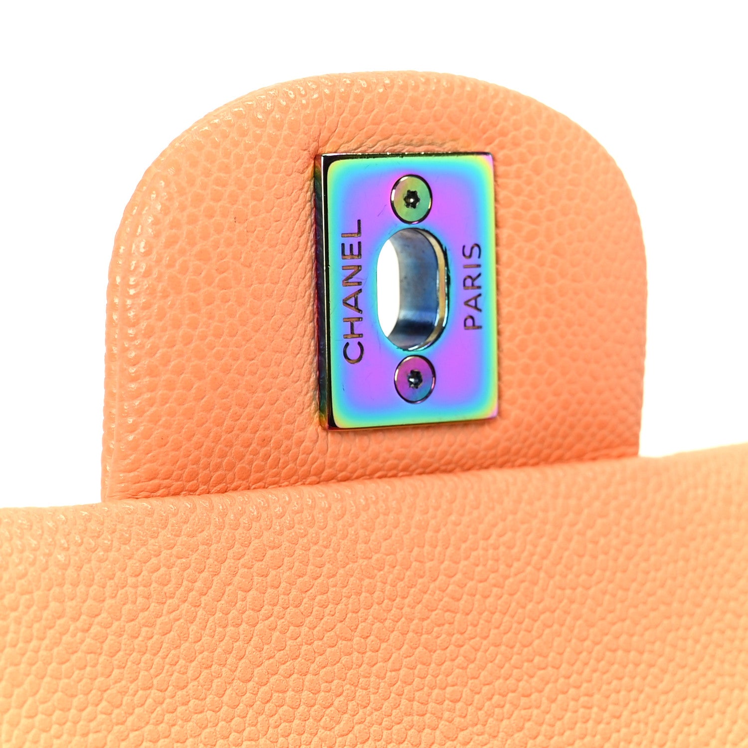 Chanel Caviar Quilted Rainbow CC Small Double Flap Orange 7 of 11