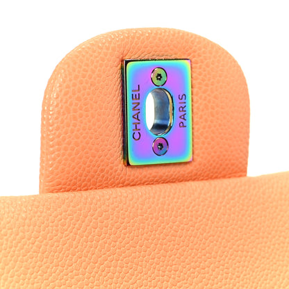 Chanel Caviar Quilted Rainbow CC Small Double Flap Orange 7 of 11