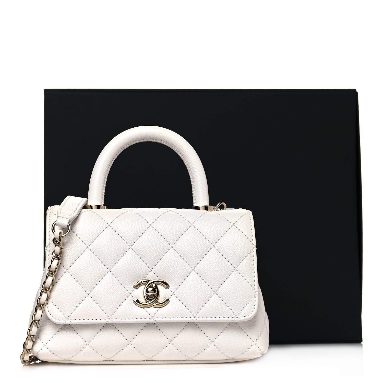 Chanel Caviar Quilted Extra Mini Coco Handle Flap White 13 of 13