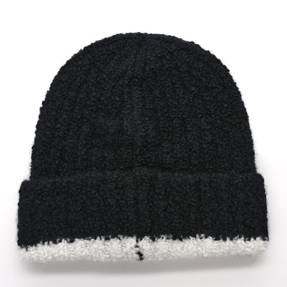 Chanel Cashmere Silk CC Beanie Hat Black White 3 of 6