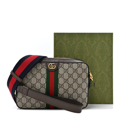 Gucci GG Supreme Monogram Textured Dollar Calfskin Web Ophidia Wristlet Shoulder Bag Beige Ebony New Acero 13 of 13