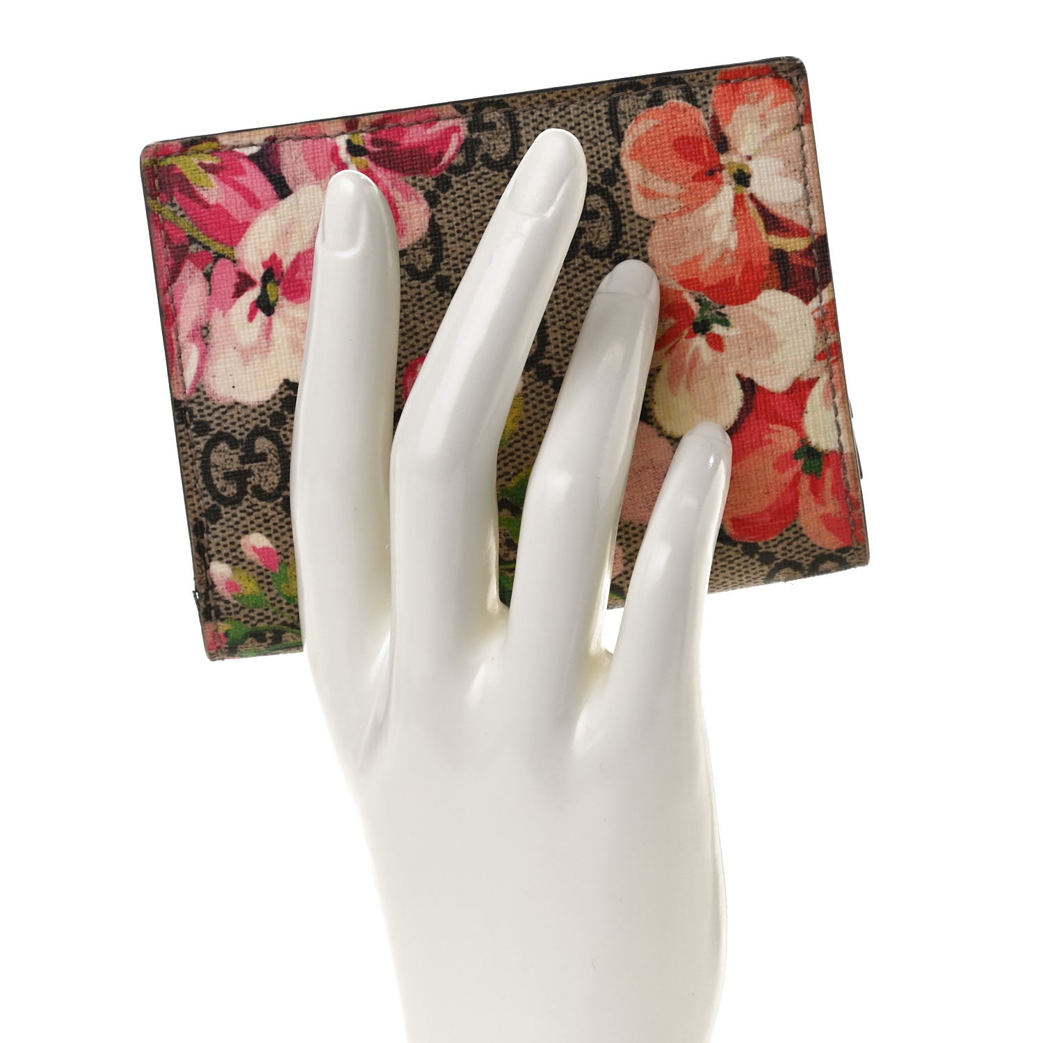 Gucci GG Supreme Monogram Blooms Card Case Beige Multicolor Dry Rose 2 of 11