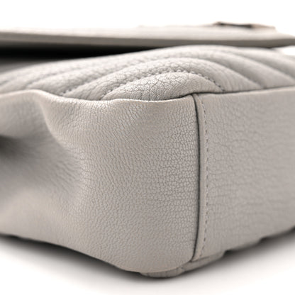 Saint Laurent Sheepskin Matelasse Chevron Monogram Medium College Bag New Stone 9 of 10