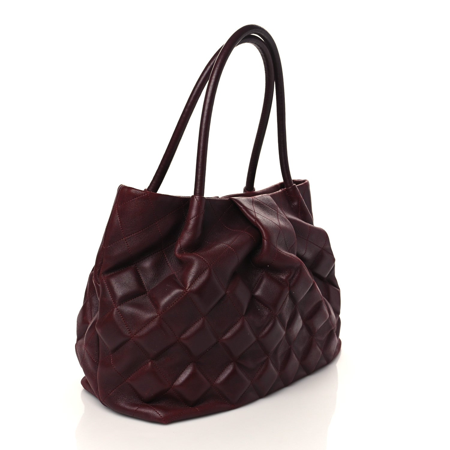 Chanel Calfskin Small Sloane Square Tote Burgundy 3 of 11
