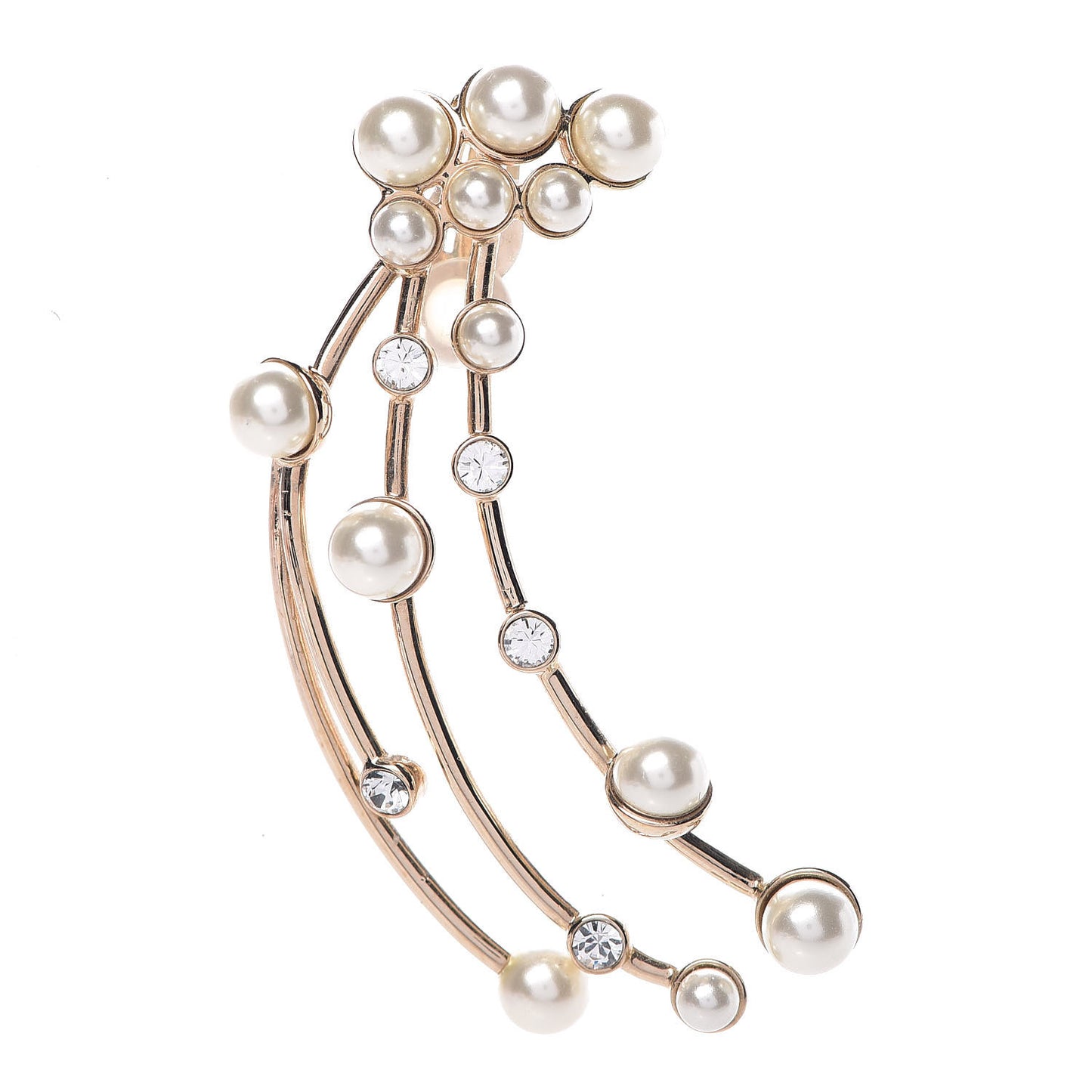 Pearl Crystal Clip On Earring Gold