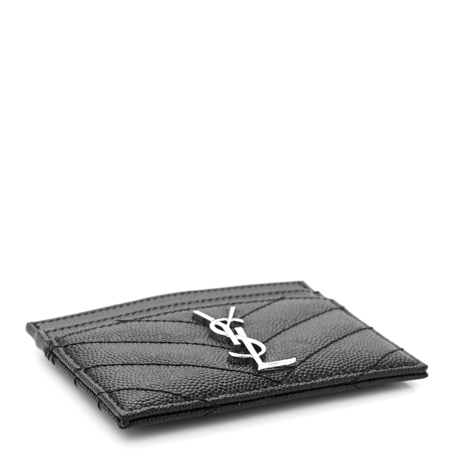 Grain De Poudre Matelasse Chevron Monogram Credit Card Case Black