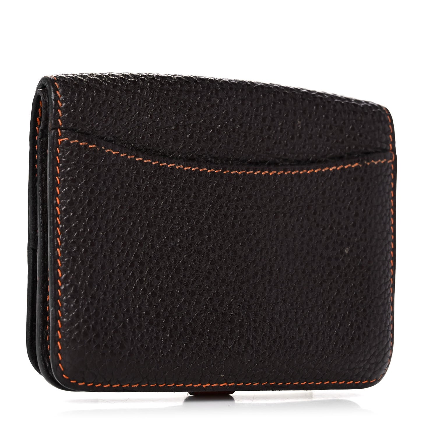 Togo Dogon Card Case Black Orange