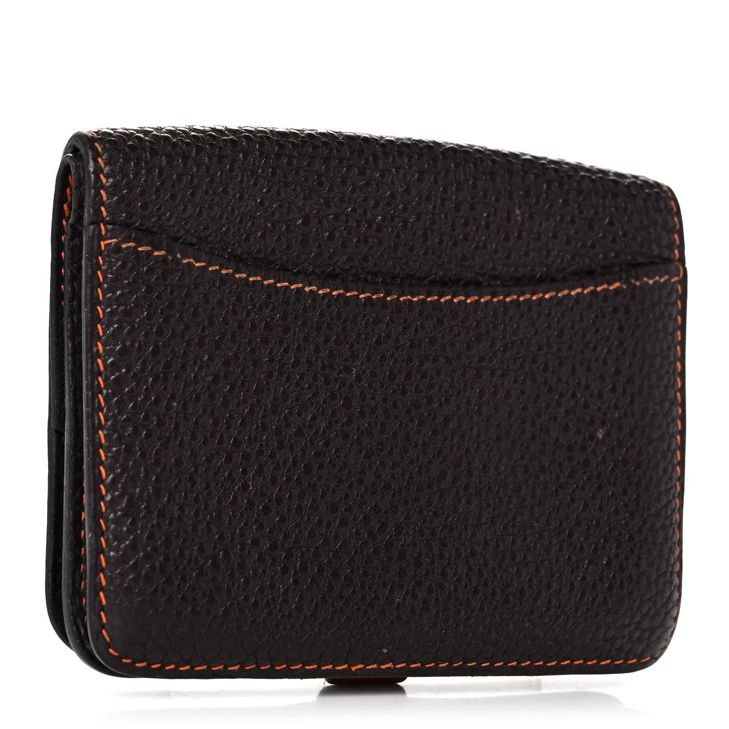 Hermes Togo Dogon Card Case Black Orange 3 of 11