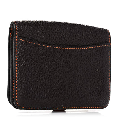 Hermes Togo Dogon Card Case Black Orange 3 of 11