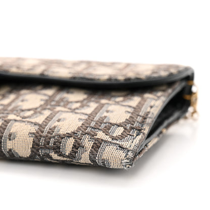 Christian Dior Oblique Saddle Chain Wallet Blue 7 of 14