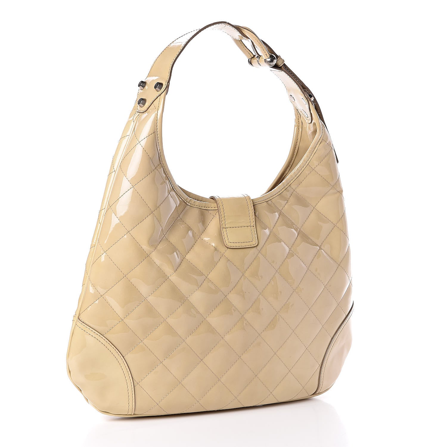 Burberry Patent Quilted Brook Hobo Beige 3 of 10