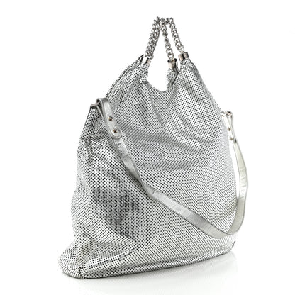 Chanel Metallic Glazed Calfskin Perforated Medium Rodeo Drive Tote Silver 3 of 10