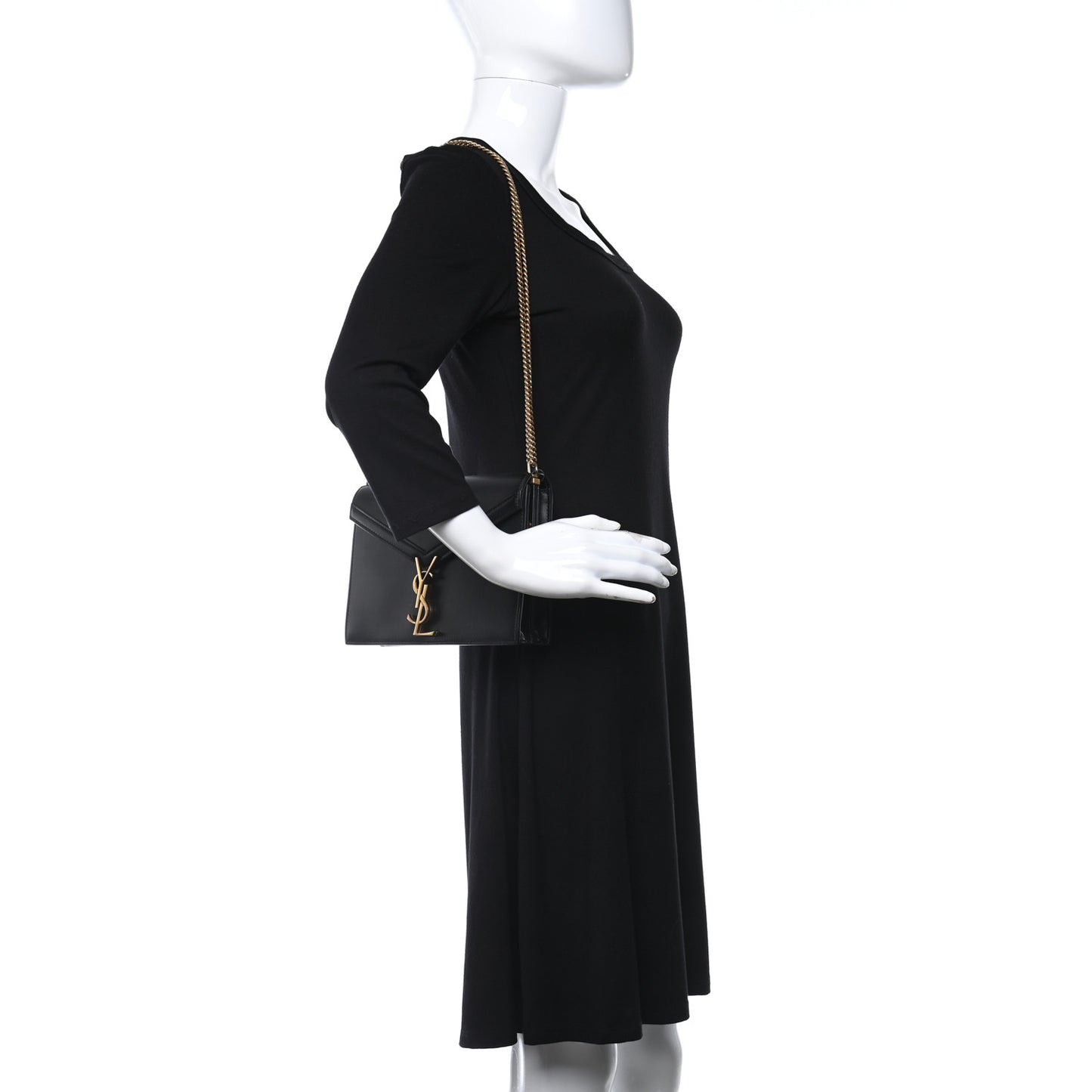 Smooth Calfskin Medium Classic Monogram Cassandra Top Handle Black Rouge Legion