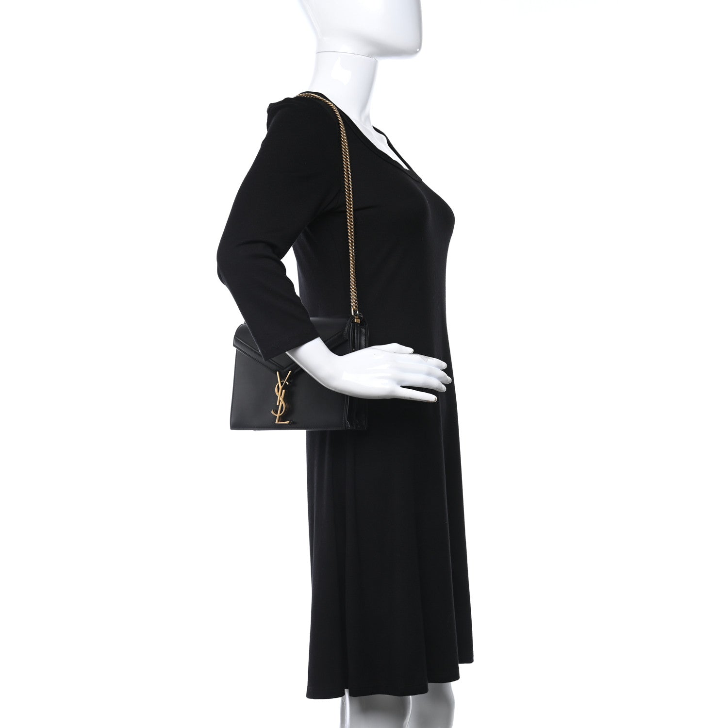 Saint Laurent Smooth Calfskin Medium Classic Monogram Cassandra Top Handle Black Rouge Legion 2 of 13