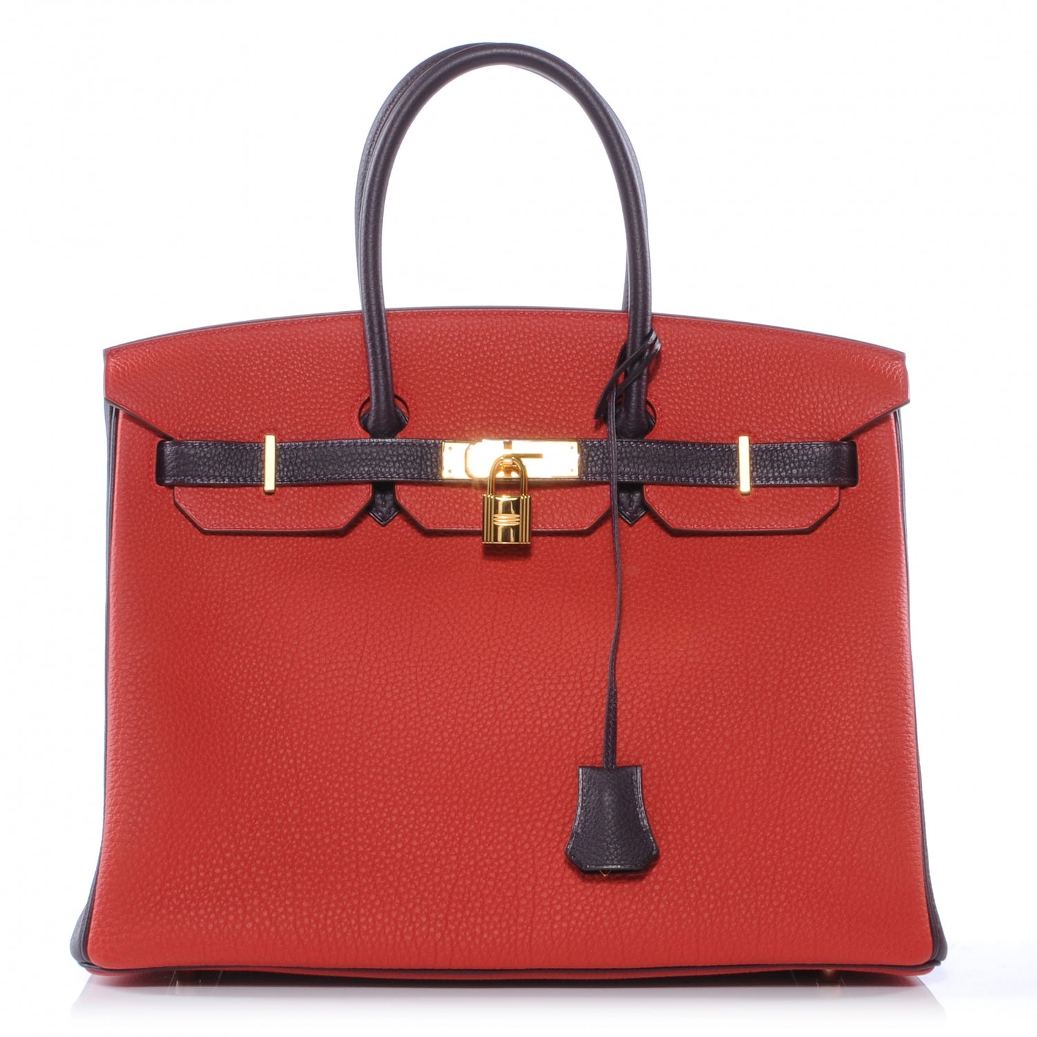 Hermes Togo Bi Color Horseshoe Birkin 35 Rouge Casaque and Raisin 1 of 13