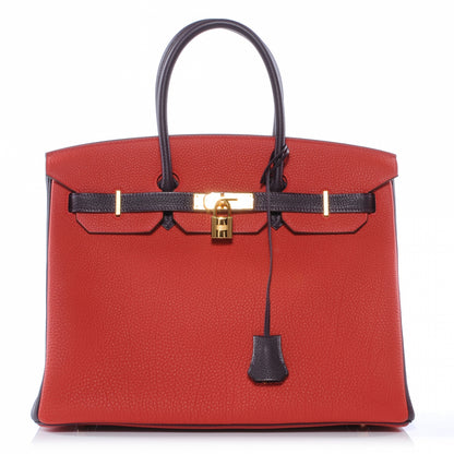 Hermes Togo Bi Color Horseshoe Birkin 35 Rouge Casaque and Raisin 1 of 13