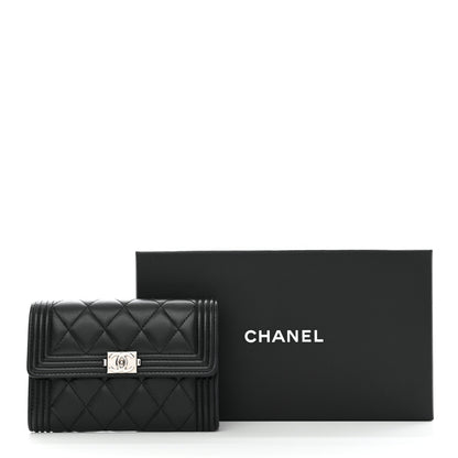 Chanel Lambskin Quilted Medium Boy Flap Wallet Black 9 of 9