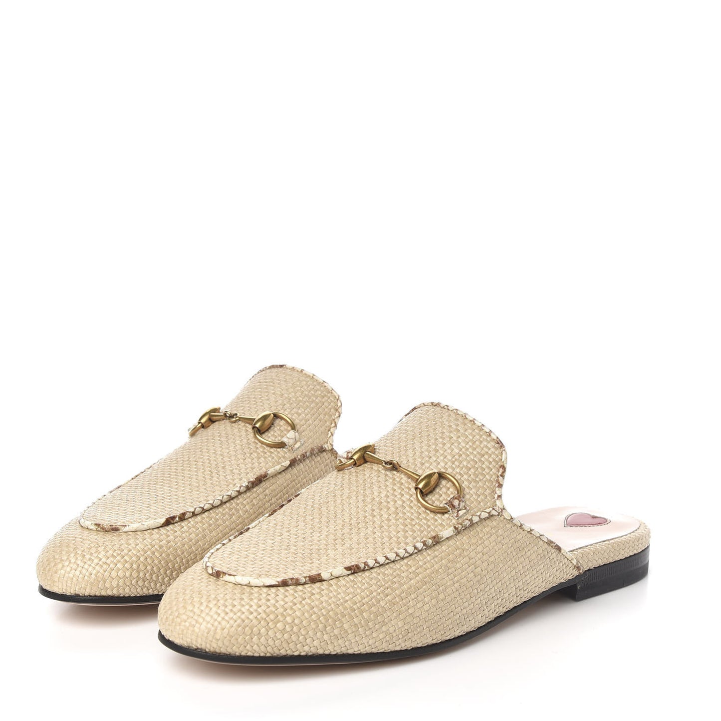 Straw Elaphe Womens Princetown Slippers 36.5 Natural Cream Brown