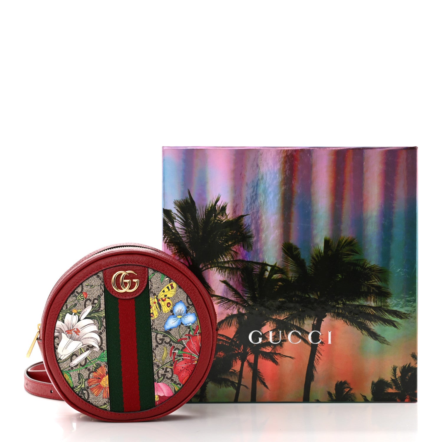 Gucci GG Supreme Monogram Web Flora Mini Ophidia Round Backpack Red 12 of 12
