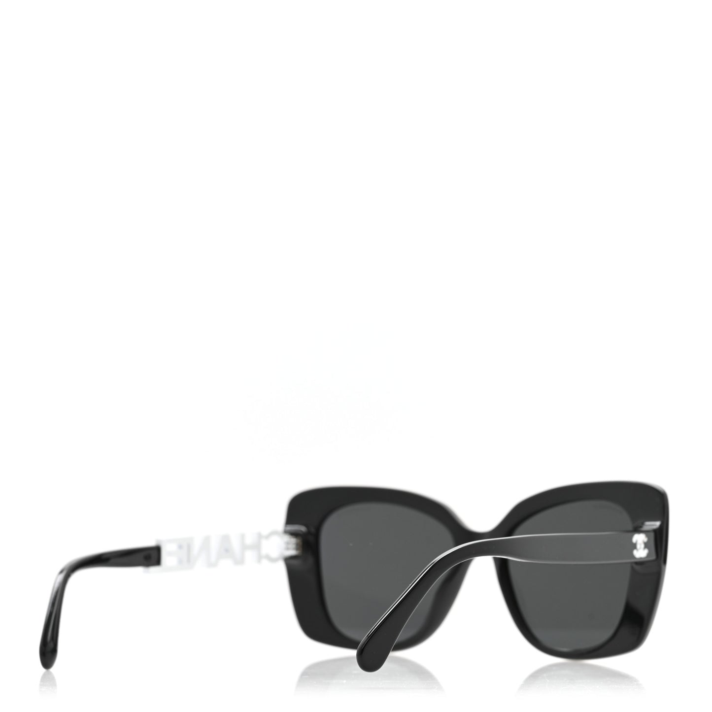 Acetate Strass Square Sunglasses 5422-B Black White