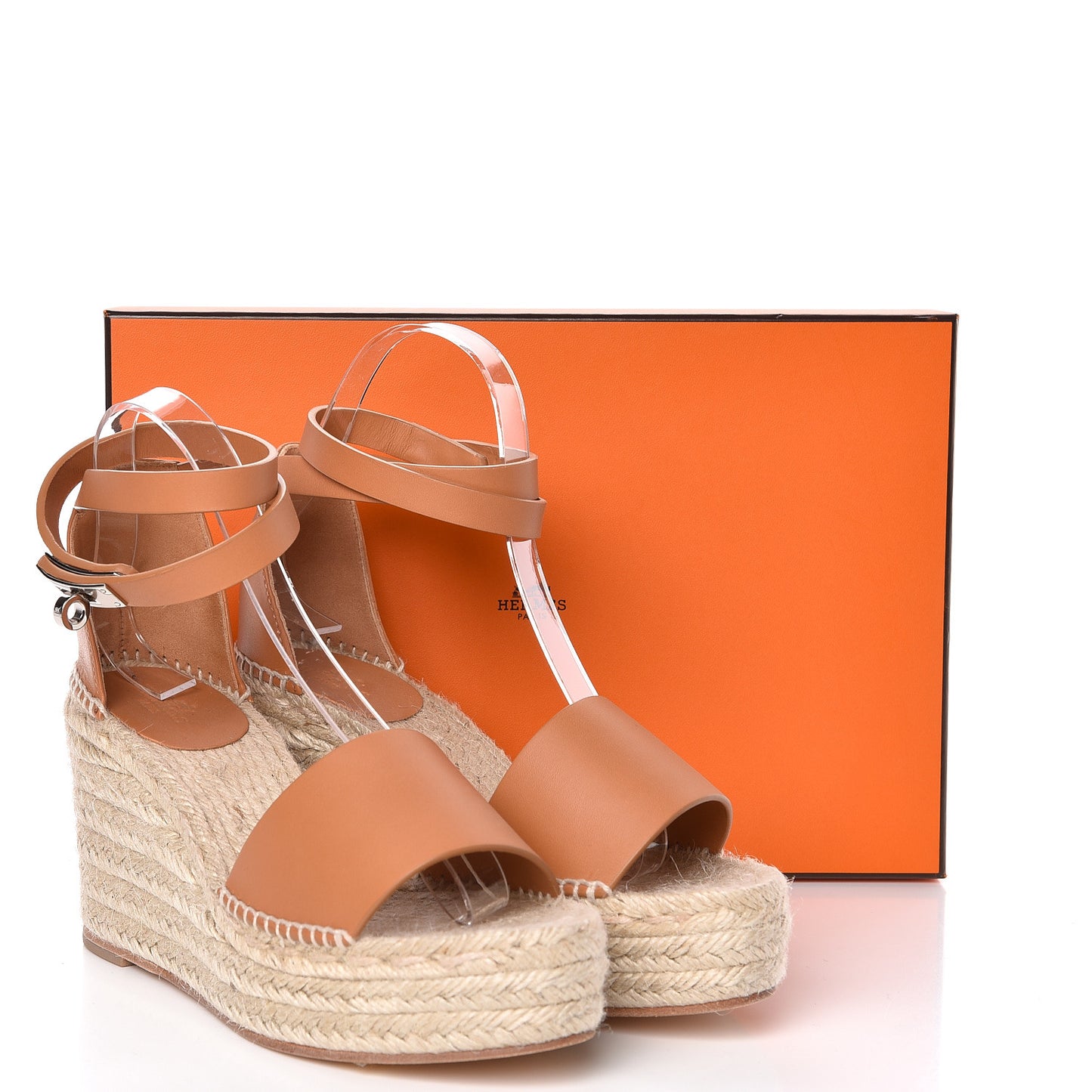 Calfskin Tivoli Espadrille Wedge Sandals 38 Naturel