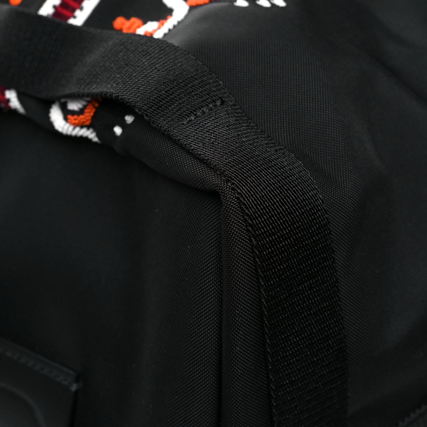 Nylon Embroidered Beaded Backpack Black Multicolor