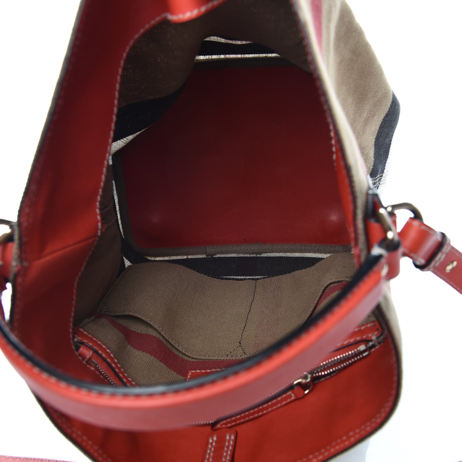 Burberry Canvas Mega Check Medium Ashby Hobo Cadmium Red 8 of 10