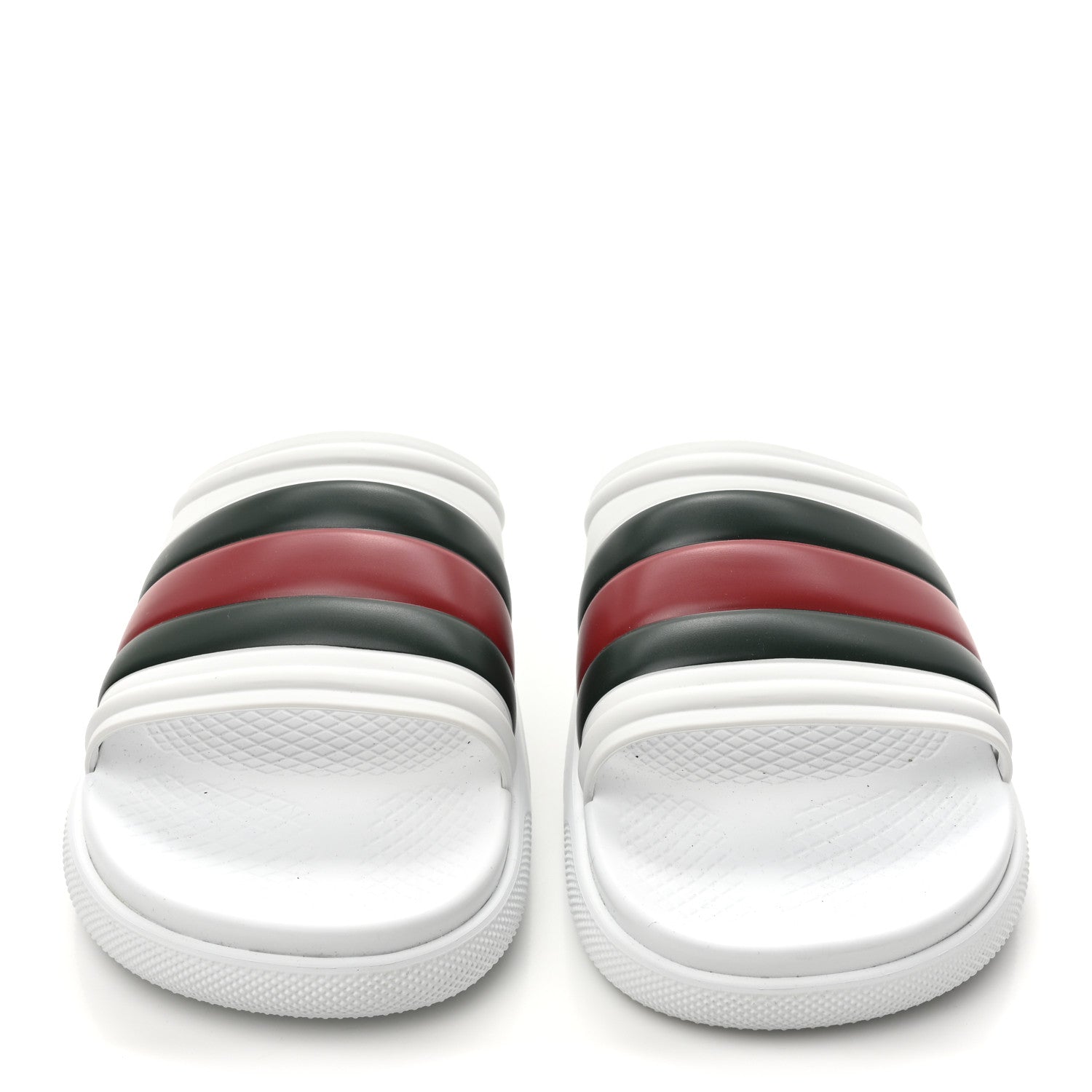 Gucci Rubber Web Mens Slide Sandals 12 White Green Red 3 of 10