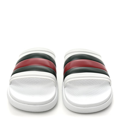 Gucci Rubber Web Mens Slide Sandals 12 White Green Red 3 of 10