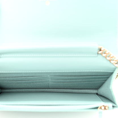 Chanel Caviar Quilted Boy Wallet On Chain WOC Light Blue 5 of 14