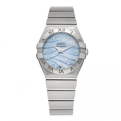 Omega Stainless Steel Diamond Blue Mother of Pearl 28mm Constellation Quartz Watch 123.10.24.60.57.001 1 of 4