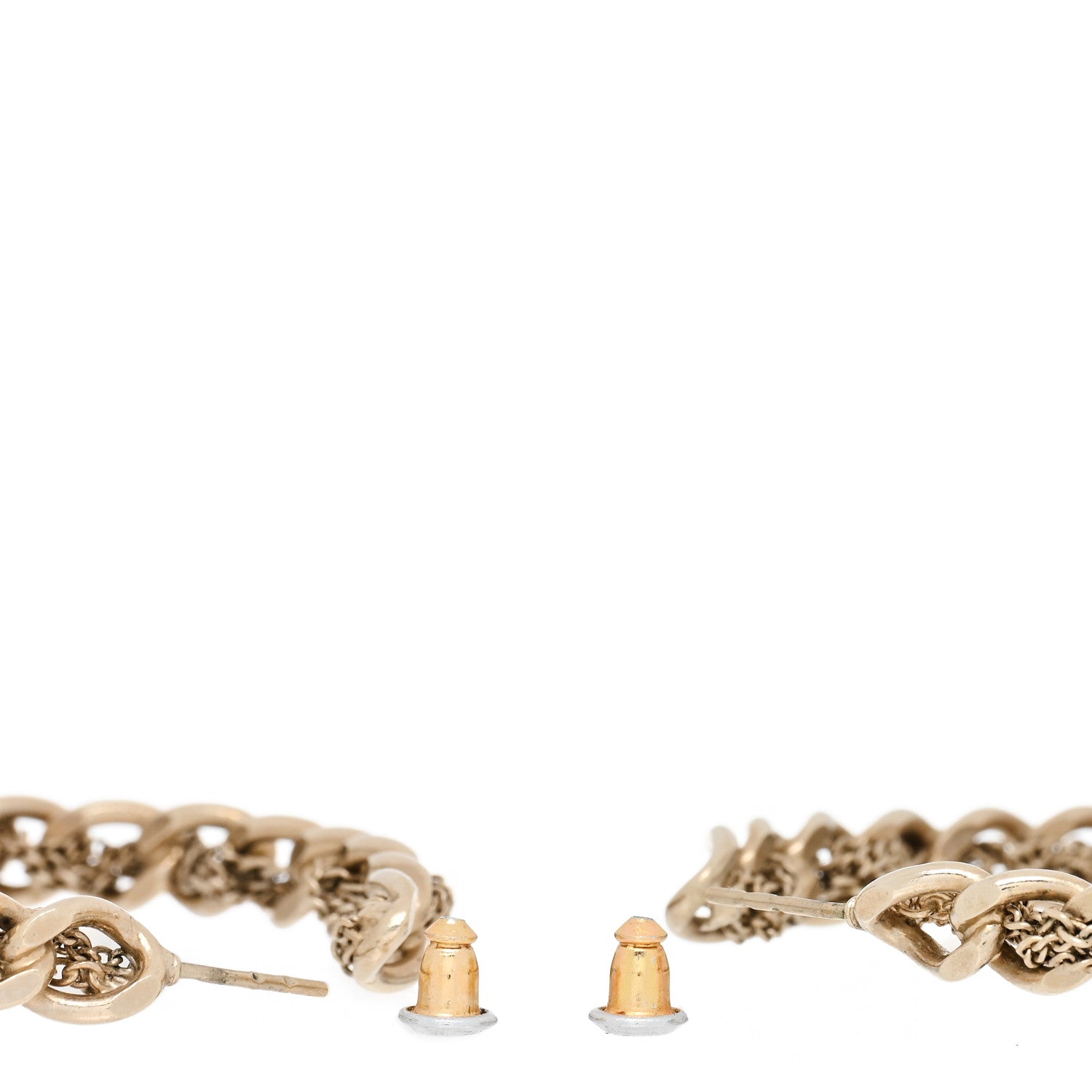 Chanel Metal CC Turnlock Chain Hoop Earrings Gold 3 of 4