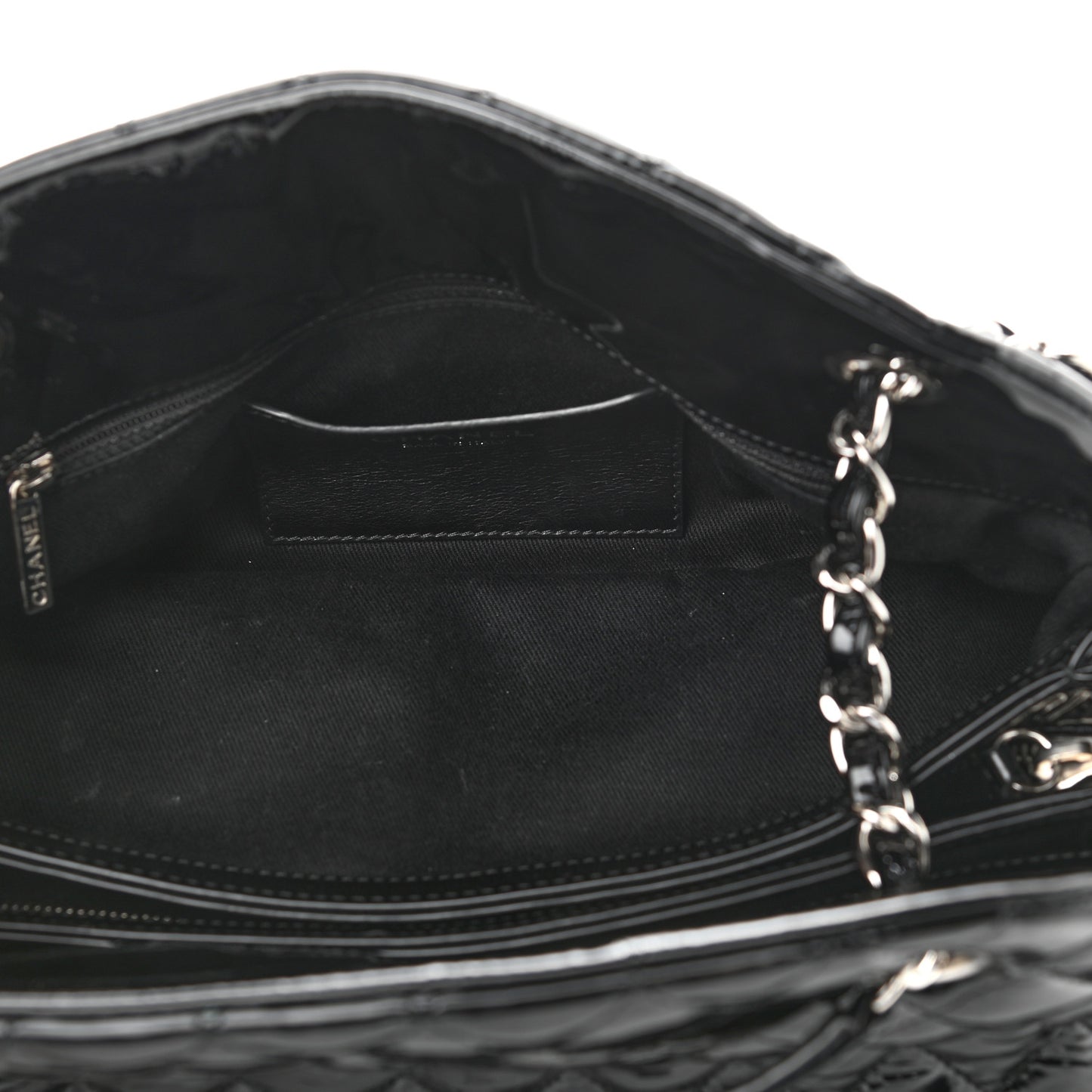 Patent Quilted Medium Just Mademoiselle Bowling Bag Black