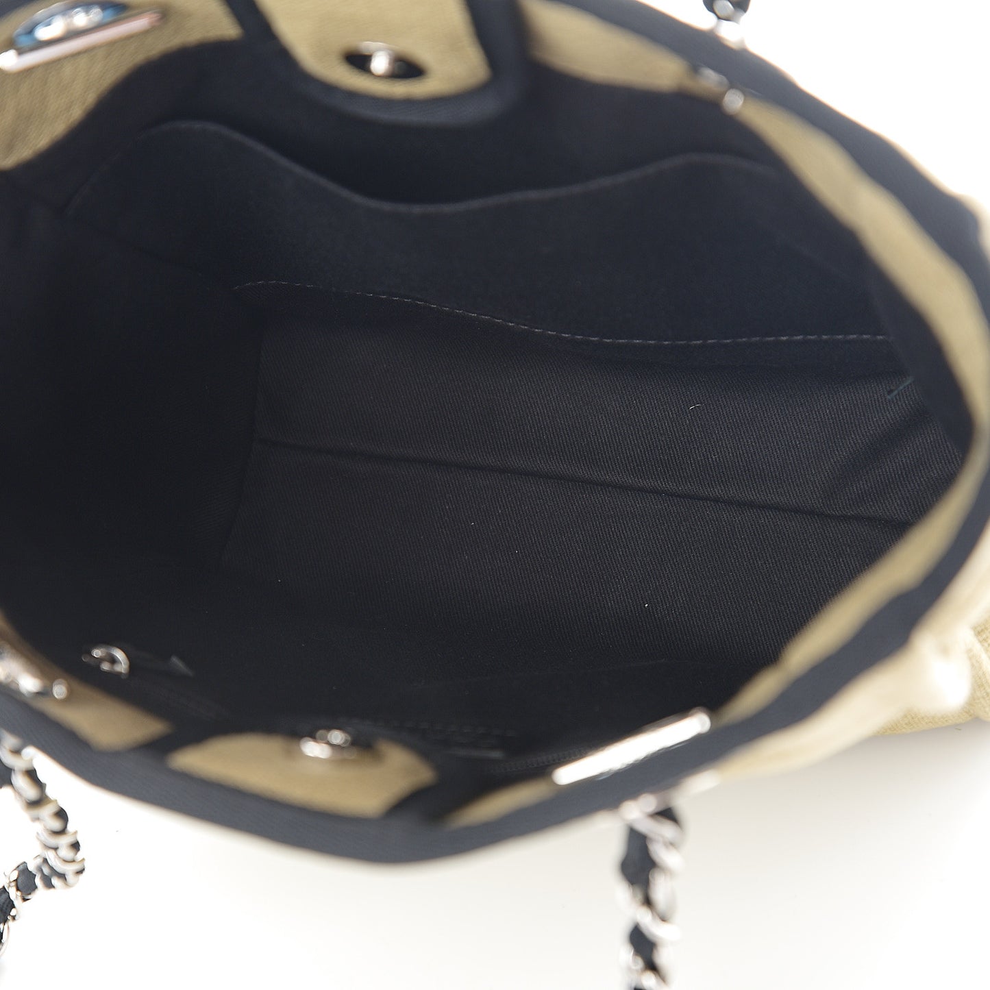 Canvas Mini Deauville Tote Beige Black