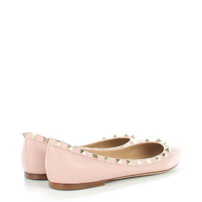 Valentino Garavani Pebbled Calfskin Rockstud Ballerina Flats 40.5 Water Rose 4 of 9