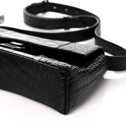 Balenciaga Extra Supple Calfskin Crocodile Embossed Monochrome XS Downtown Shoulder Bag Black 6 of 12