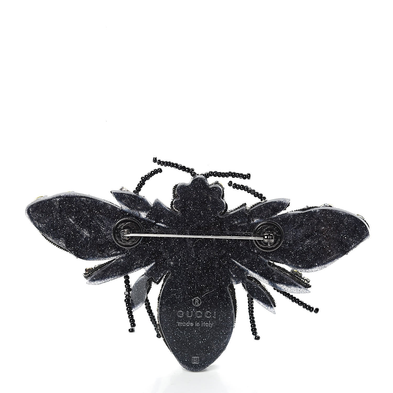 Gucci Metal Crystal Bee Brooch Black Yellow 3 of 5