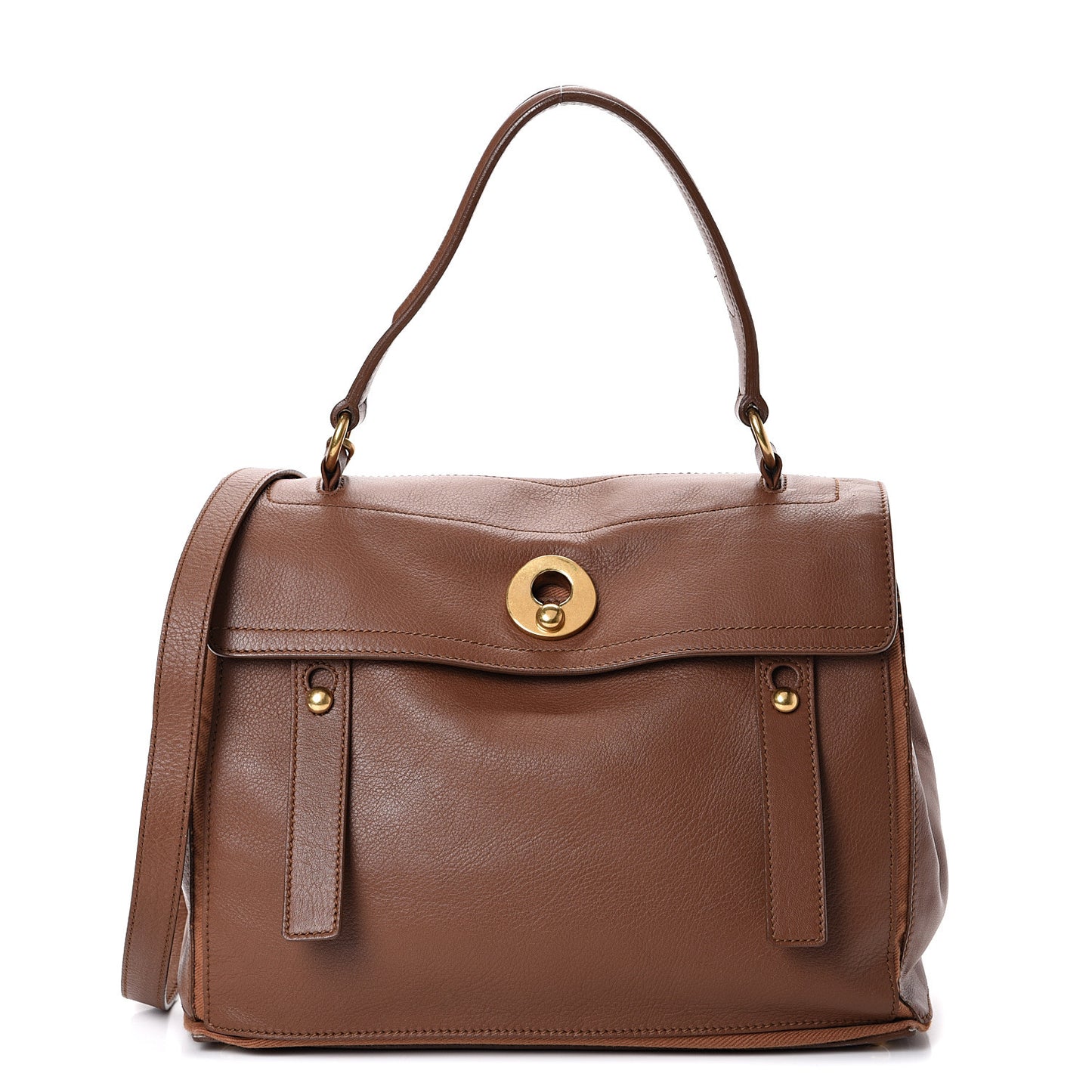 Calfskin Canvas Medium Muse Two Brown